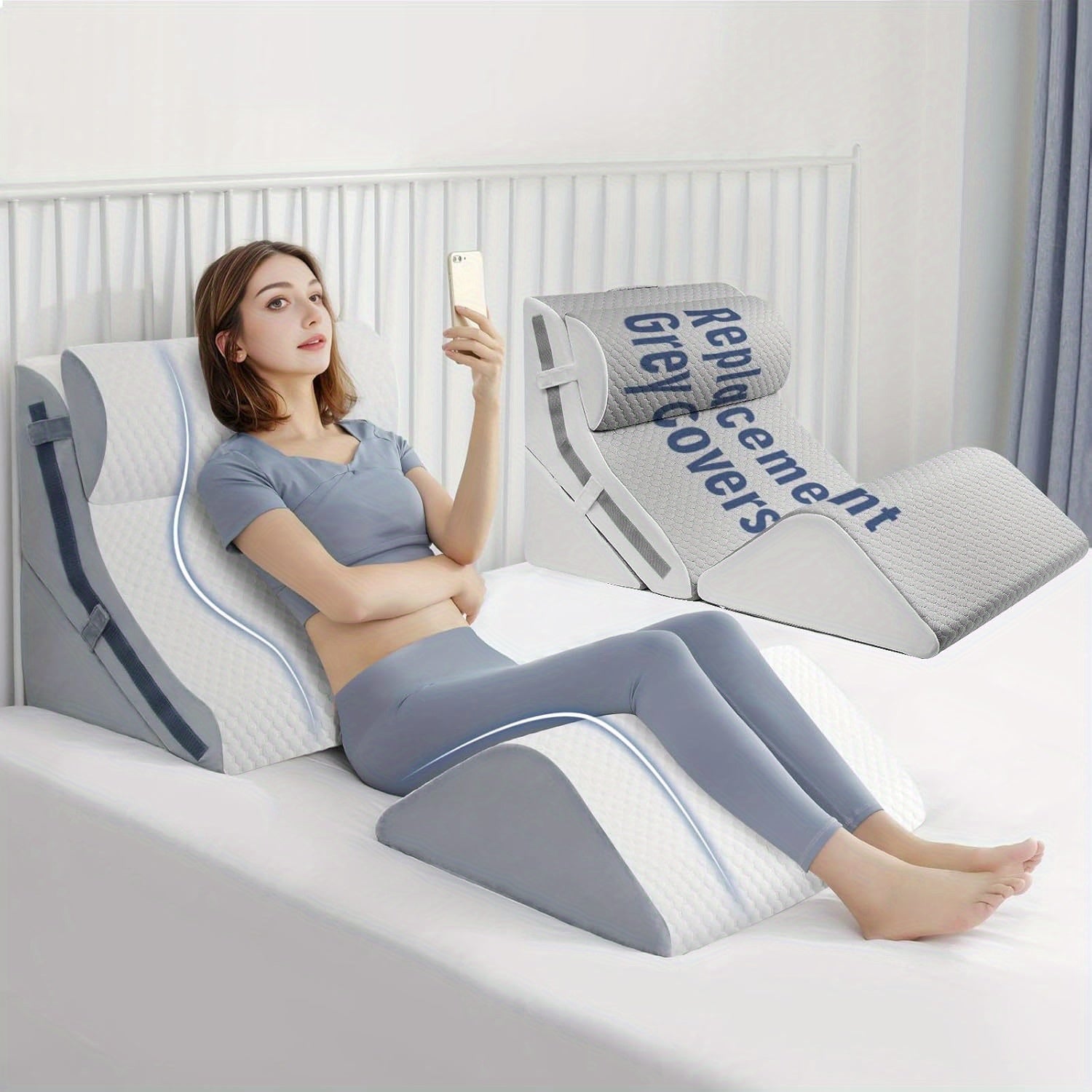 3-in-1 Incline Pillows Wedges For Back, Pillow For Sleeping, 15-in-1 Adjustable Memory Foam Wedge Pillow, Orthopedic Bed Wedge Pillow Set